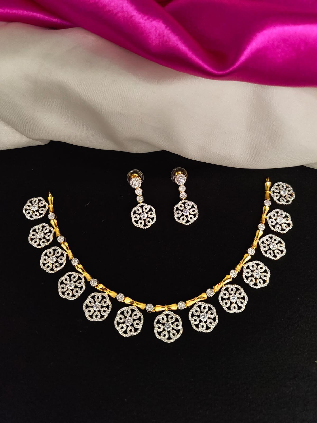 Simple Trendy Coin Design CZ Set with Earrings