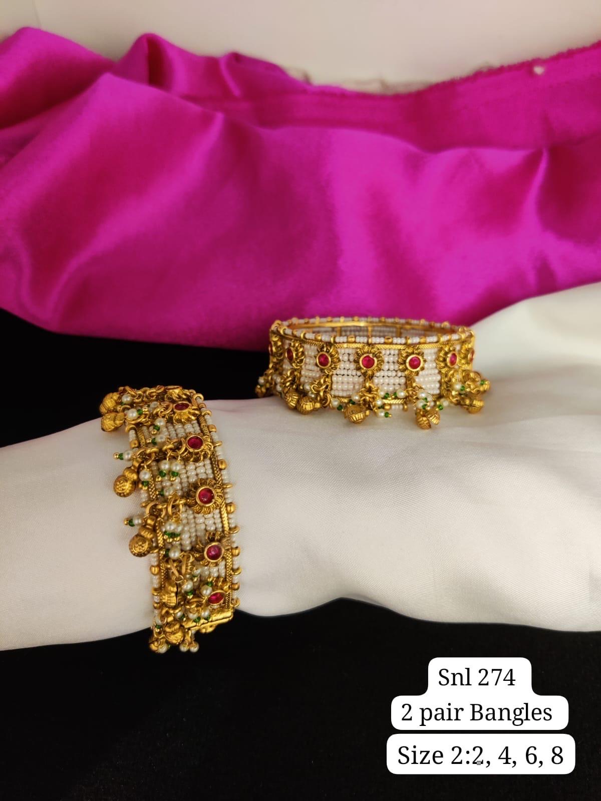 Pearl bangles pair - 2.6 size