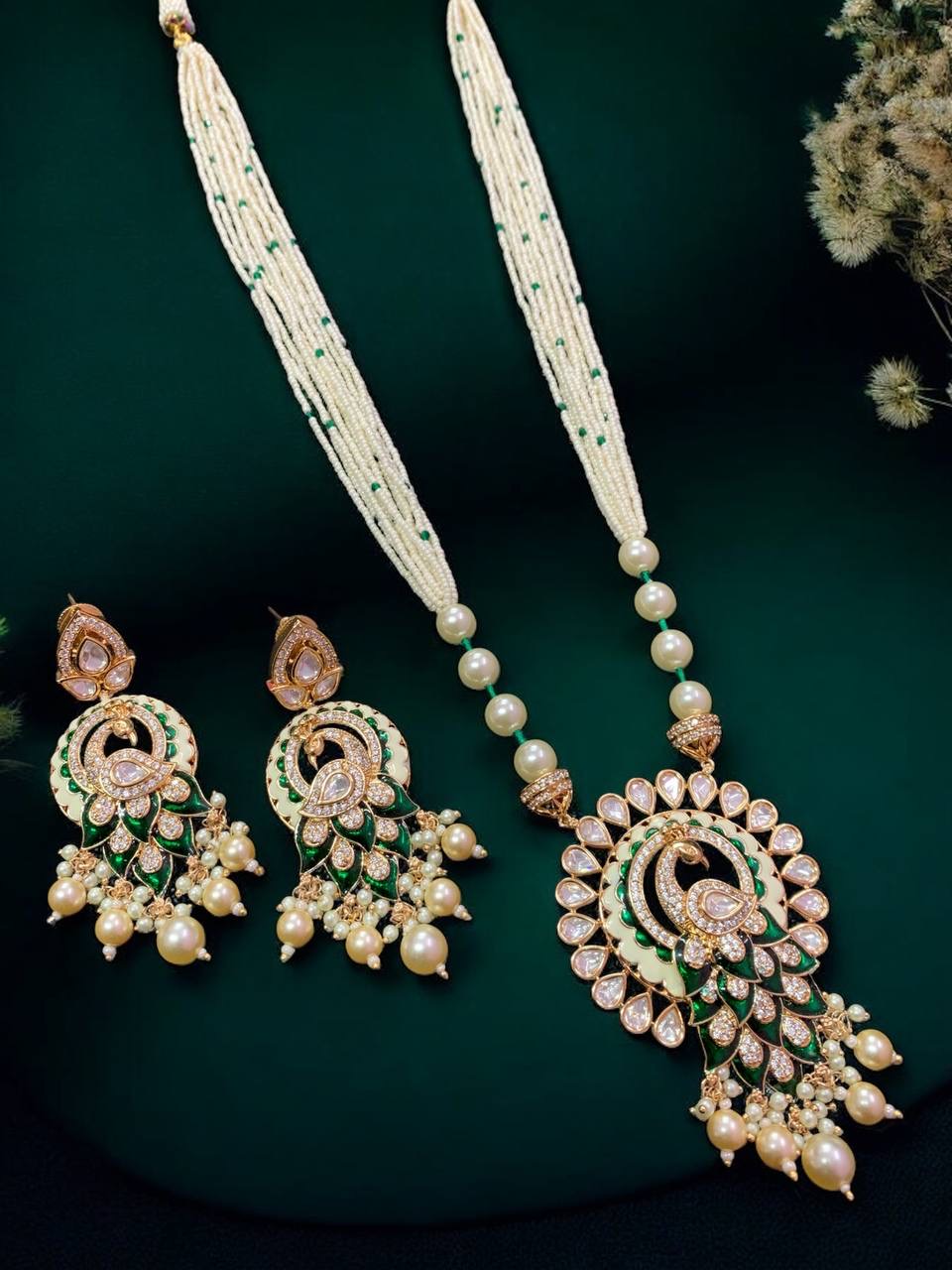 Meenakari Pearl Necklace set with earrings