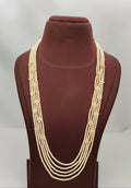 Beautiful 5 Strands Pearl Mala with Polki Stones