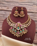 Trendy Jilebi Style Necklace Set With Earrings