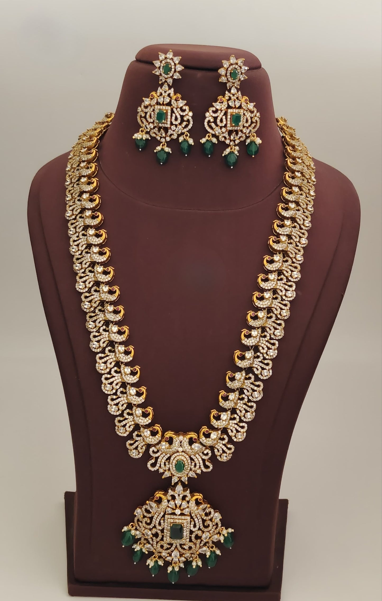 Long Haram with AD Stones and Jhumkas