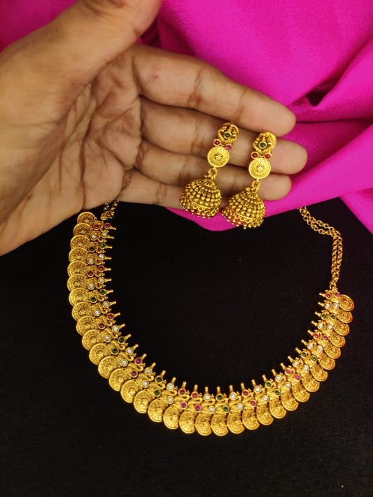 Kasu design short necklace set