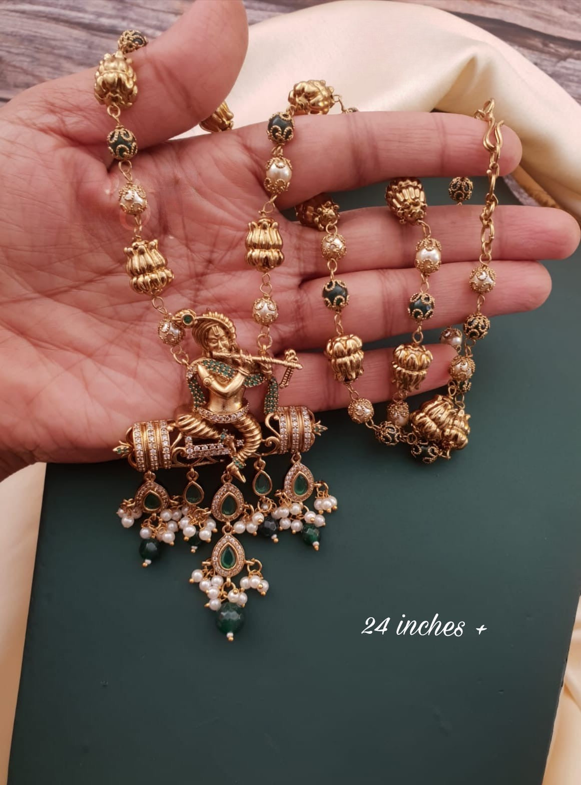 Pearls And Beads Chain With Krishna Pendant