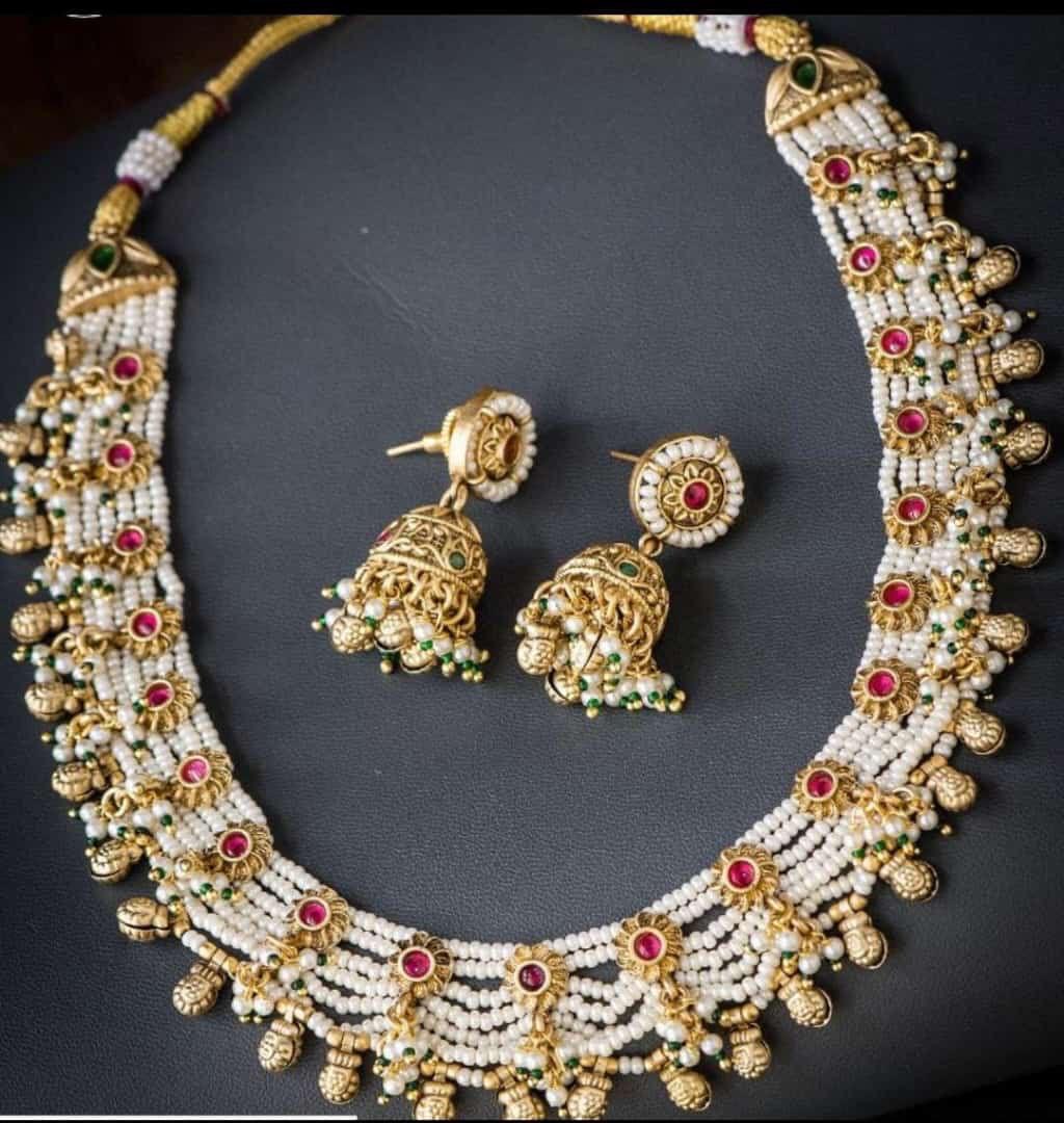 Pearl Necklace set with jhumkas