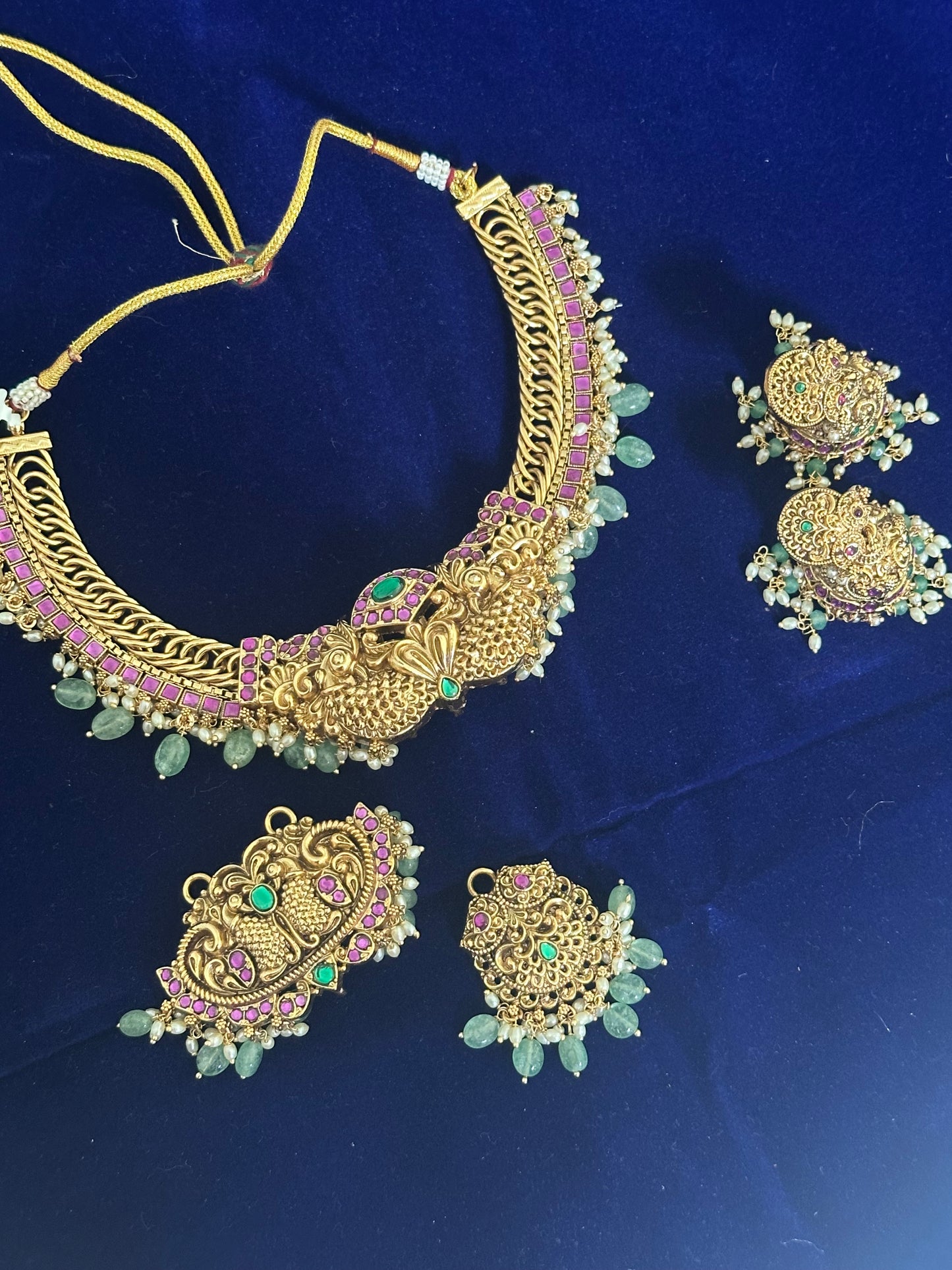 3 in 1 Jalebi Design, Jadau Necklace with Jhumkas