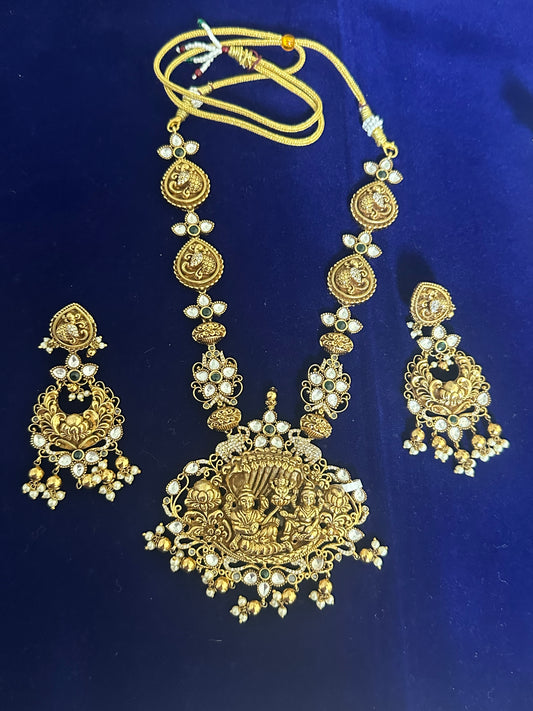 Nakshi Design Short Necklace Set with Chandbali Earrings