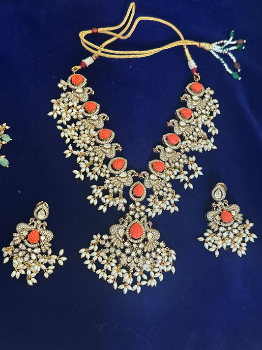 Peacock Design Coral Set