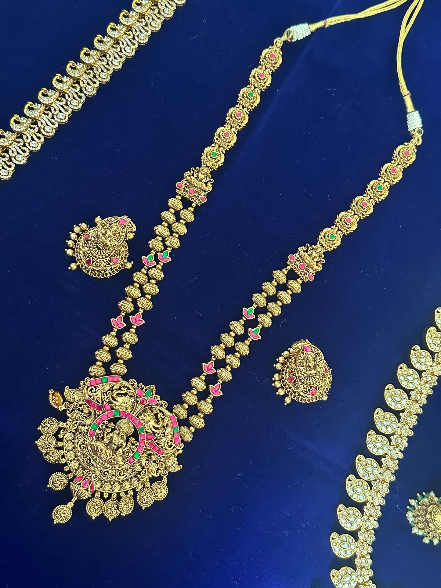 2 Layered Lakshmi Haram with Jadau Stones with Jhumkas