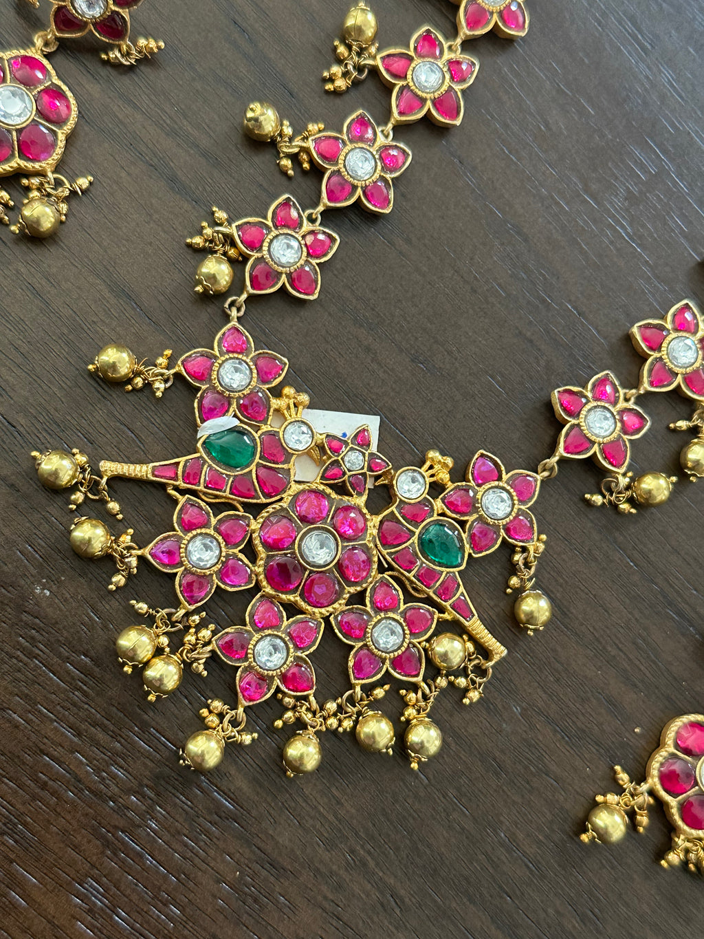Flower Design Jadau Kundan Short Necklace Set With Earrings