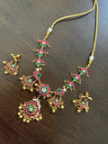 Jadau Kundan Short Necklace Set With Earrings