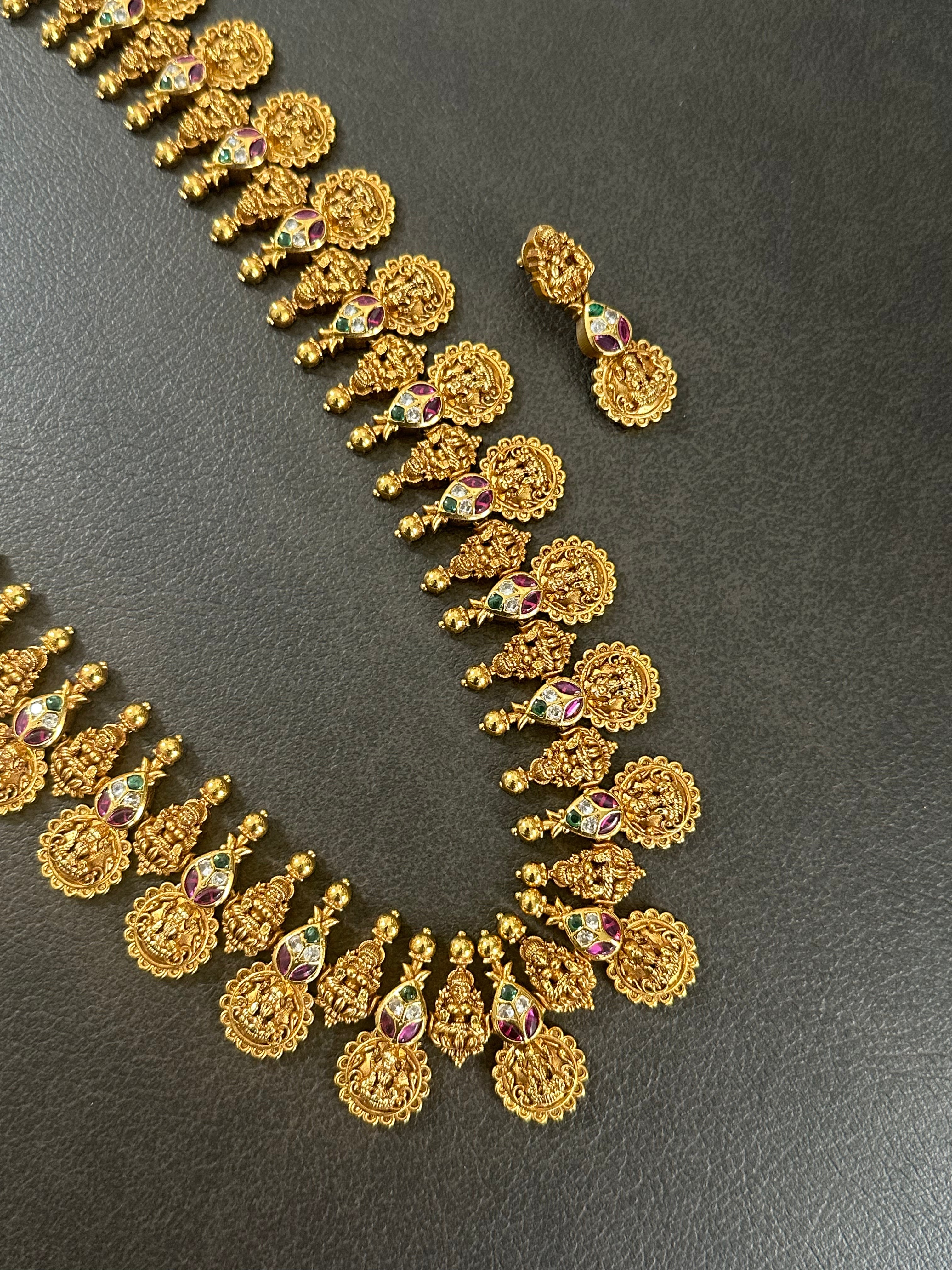 Traditional Long Kaasu Mala set With Earrings