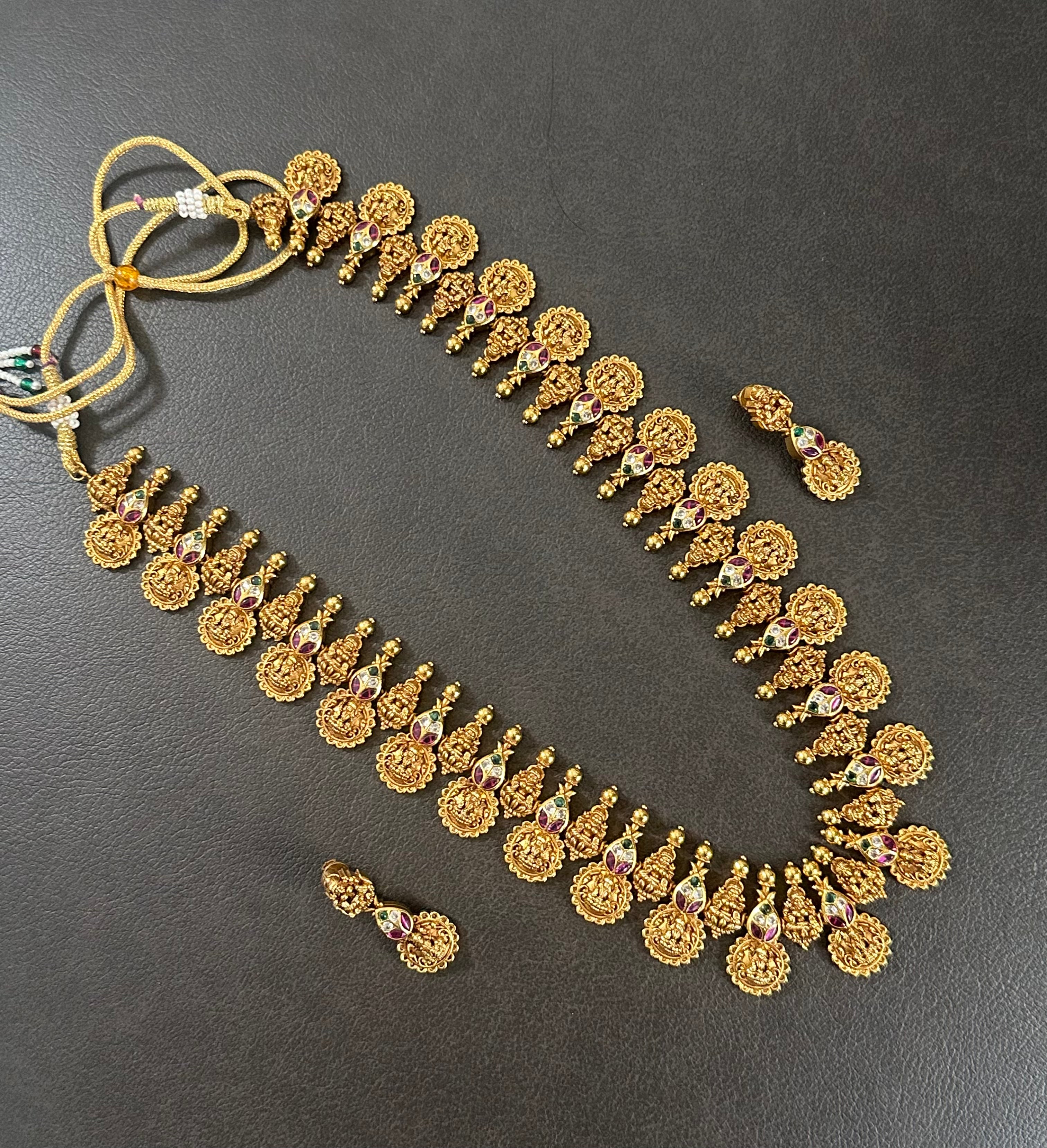 Traditional Long Kaasu Mala set With Earrings