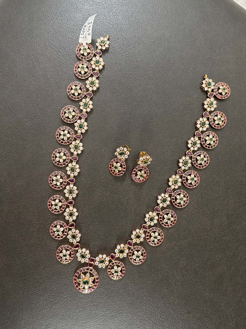 Traditional Coin Design Necklace Set With Earrings - Kaasu Model