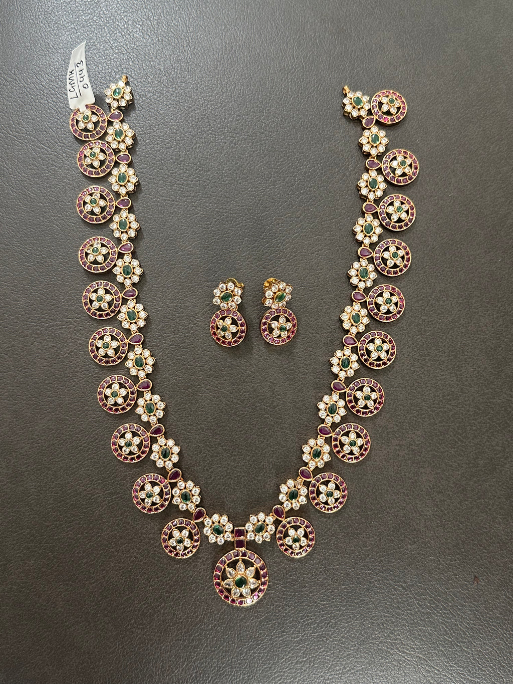 Traditional Coin Design Necklace Set With Earrings - Kaasu Model