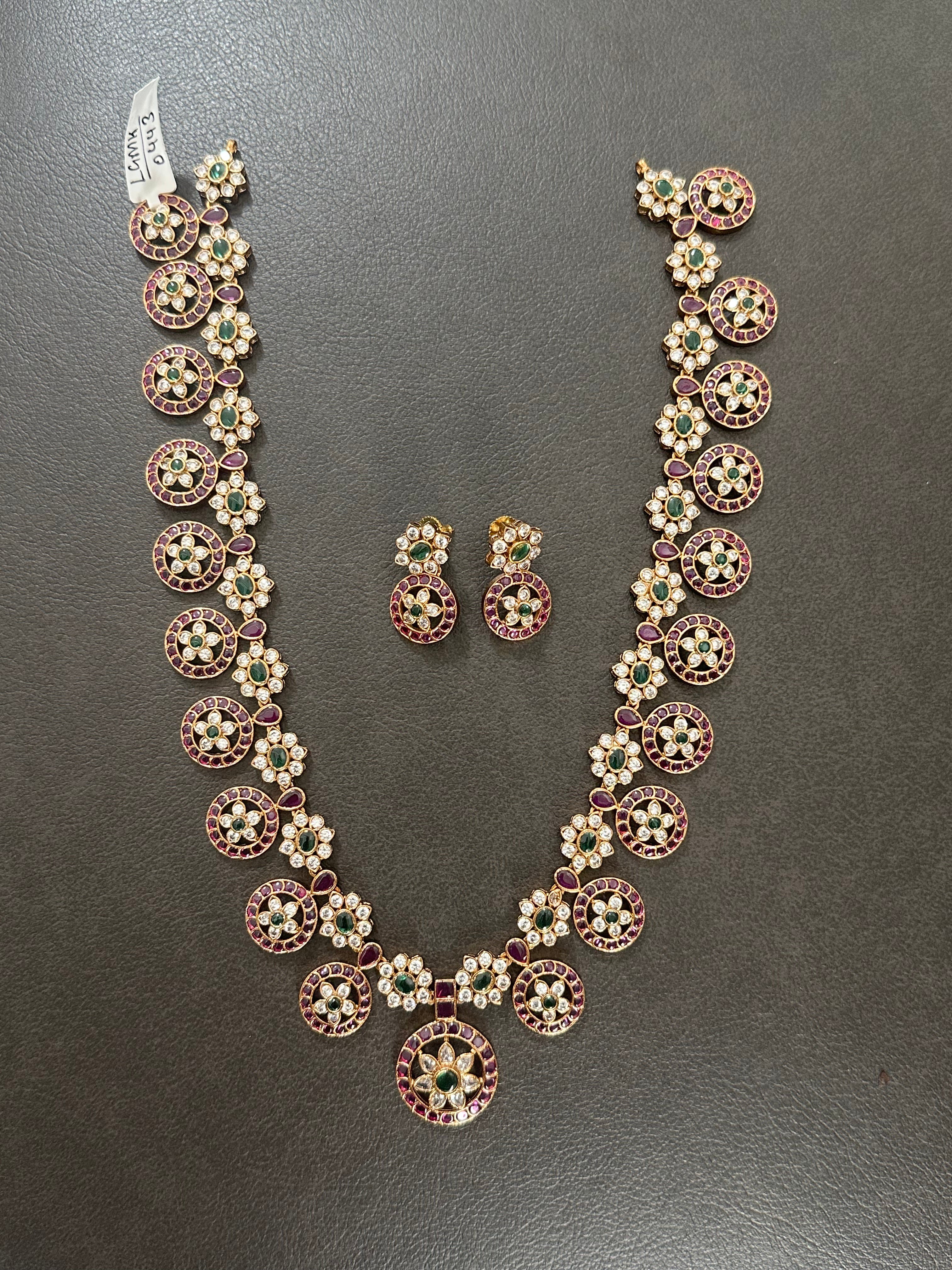 Traditional Coin Design Necklace Set With Earrings - Kaasu Model