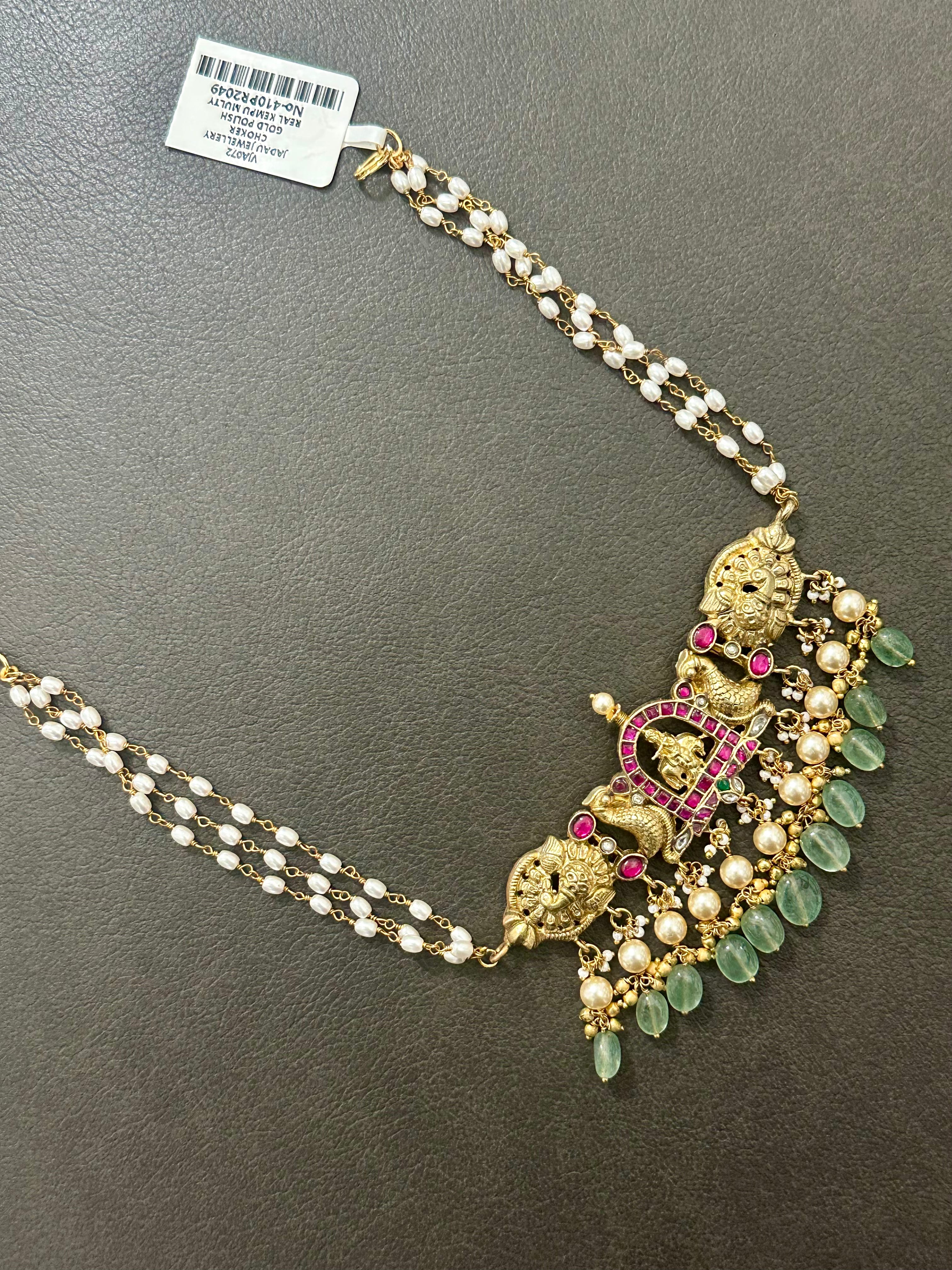 Jadau Kundan Pearls Choker Set- Krishna Design