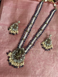 Purple Beads Pearl Set Krishna Pendant with Studs