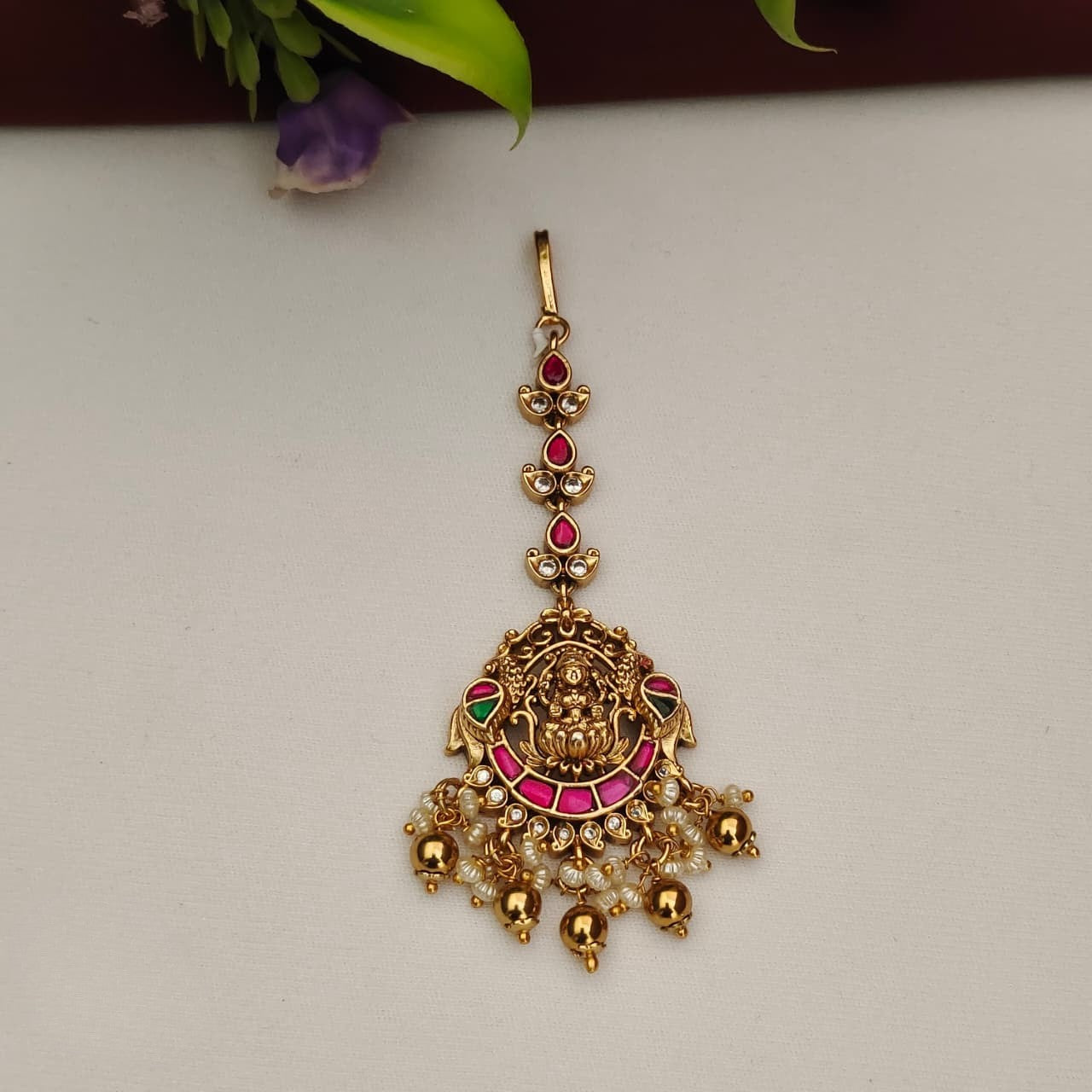 Jadau Kundan Lakshmi Design Maang Tika