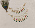 Pearl Ear chains With Green Beads Hangings
