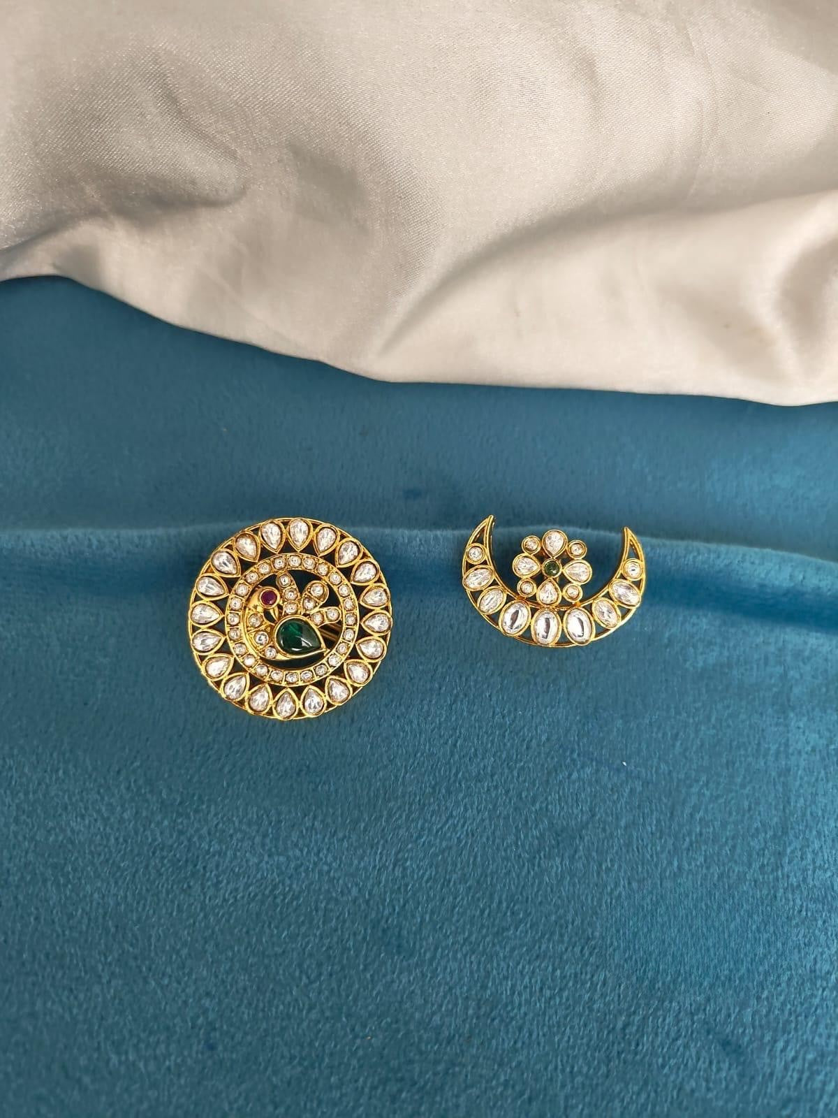 Head Accessories Moon Sun Design in White kundan