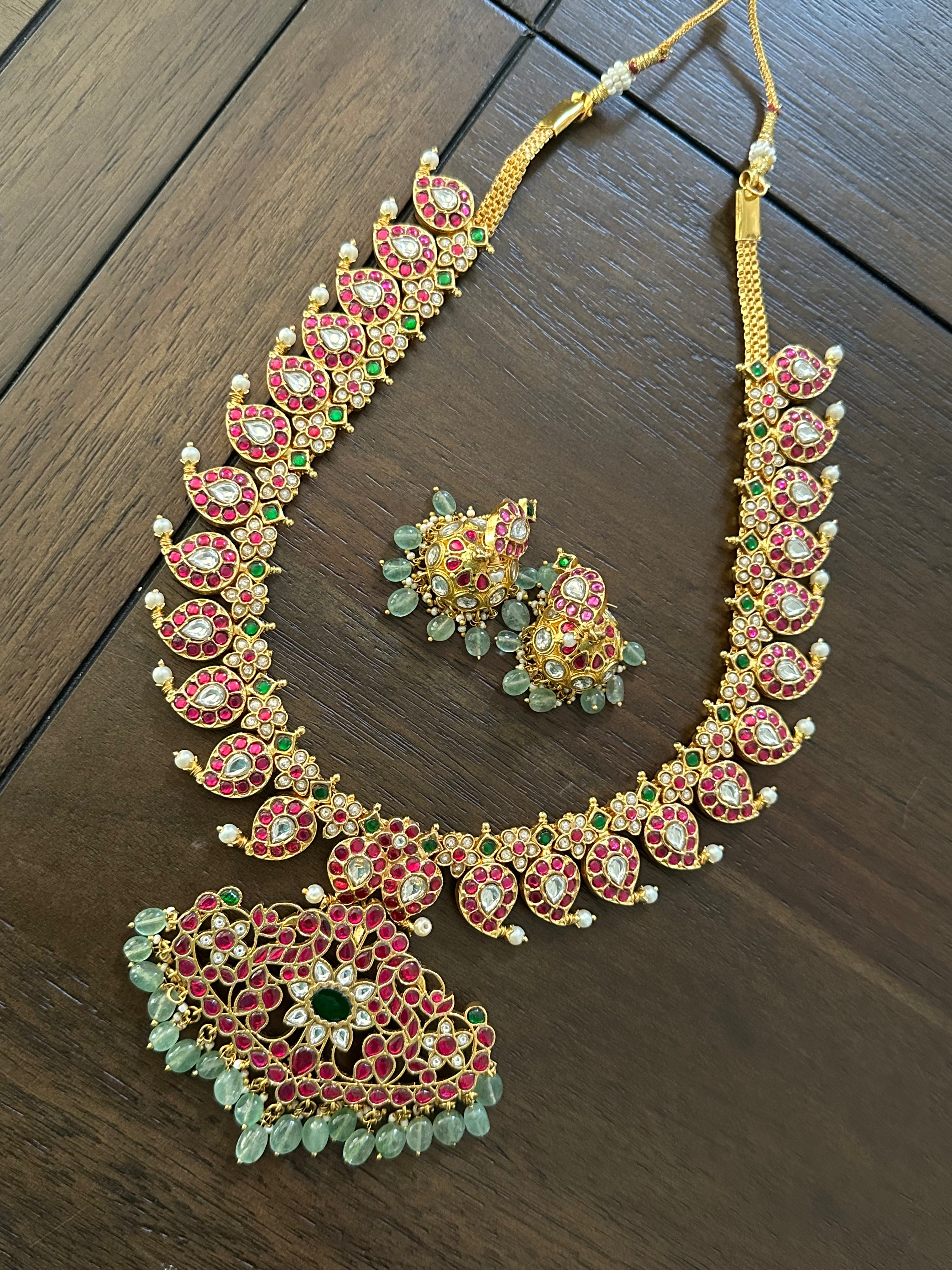 Jadau Kundan Mango Design Haram with Earrings