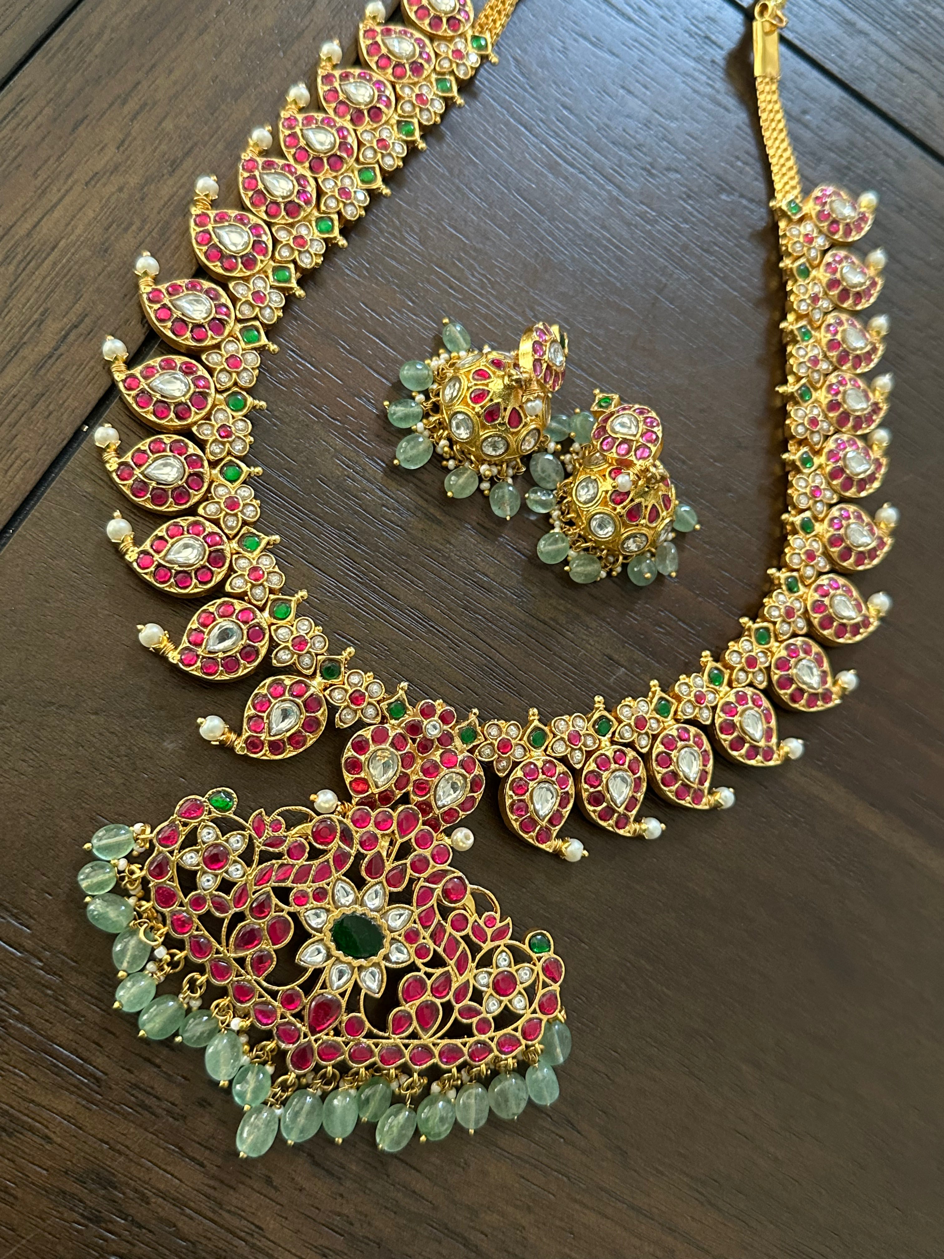 Jadau Kundan Mango Design Haram with Earrings