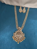 Polki Kundan Pearl Mala Long With Earrings