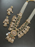Rani Haar Rajwadi Design Pearl Mala With Earrings.
