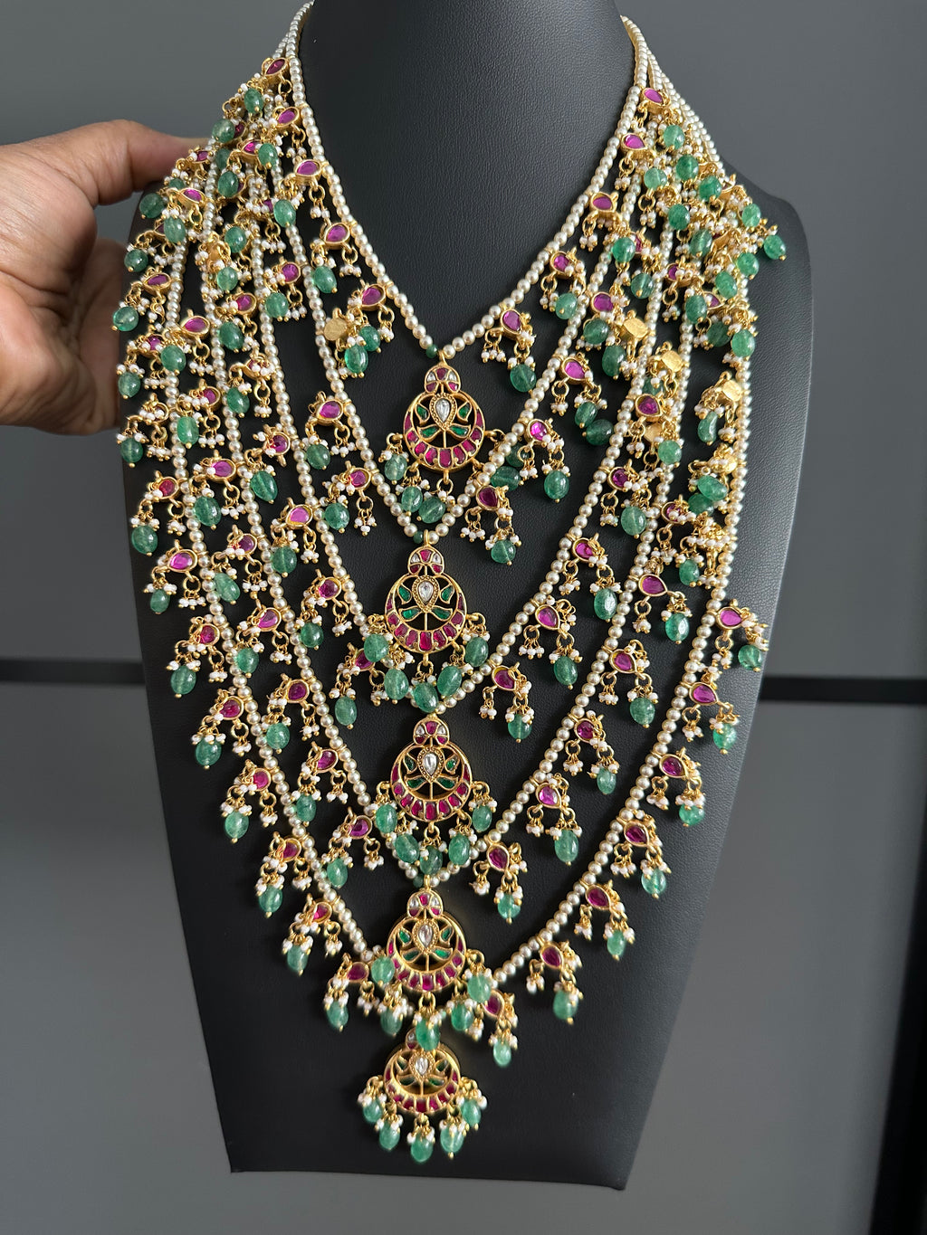 Pearl 5 Layer Jadau Kundan Raani Haar