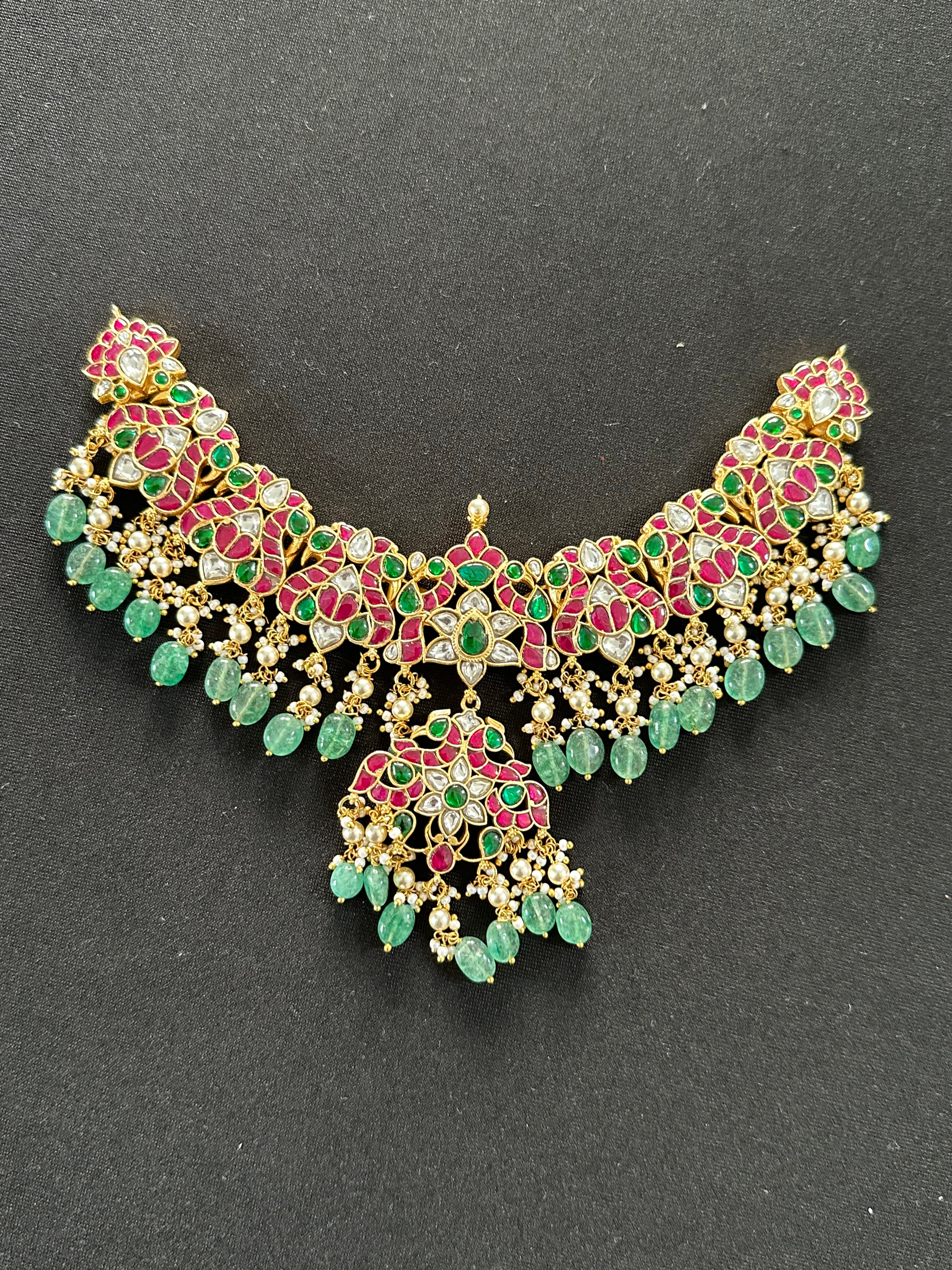 Peacock Design Multicolor Jadau Kundan Set