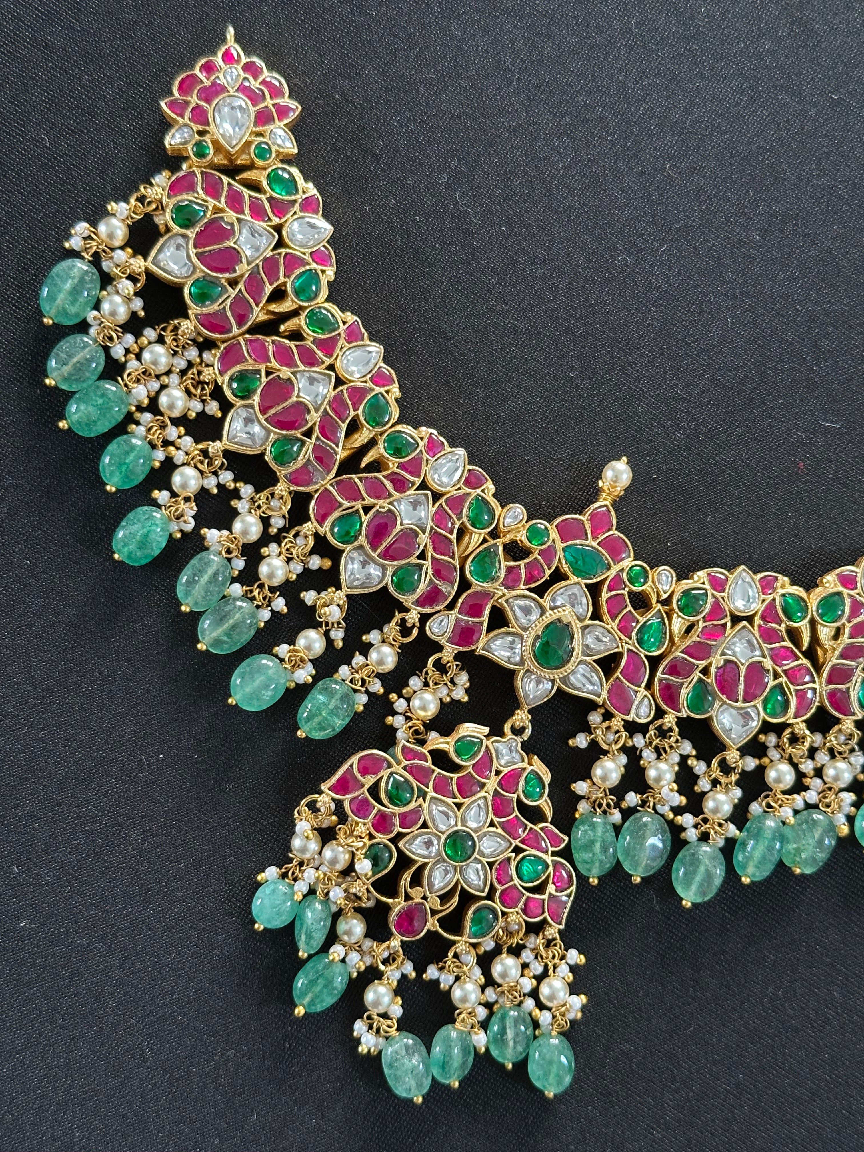 Peacock Design Multicolor Jadau Kundan Set