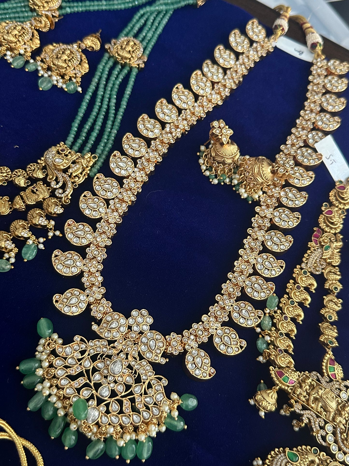 Traditional Long white Kundan Necklace Set with Earrings
