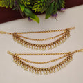 Flower Design With Gold Beads Ear Chains / Mattil