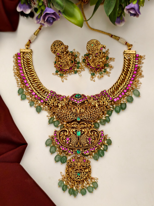 3 in 1 Jalebi Design, Jadau Necklace with Jhumkas