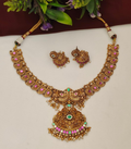 Beautiful Nakshi Finish Necklace Set With Jhumkas