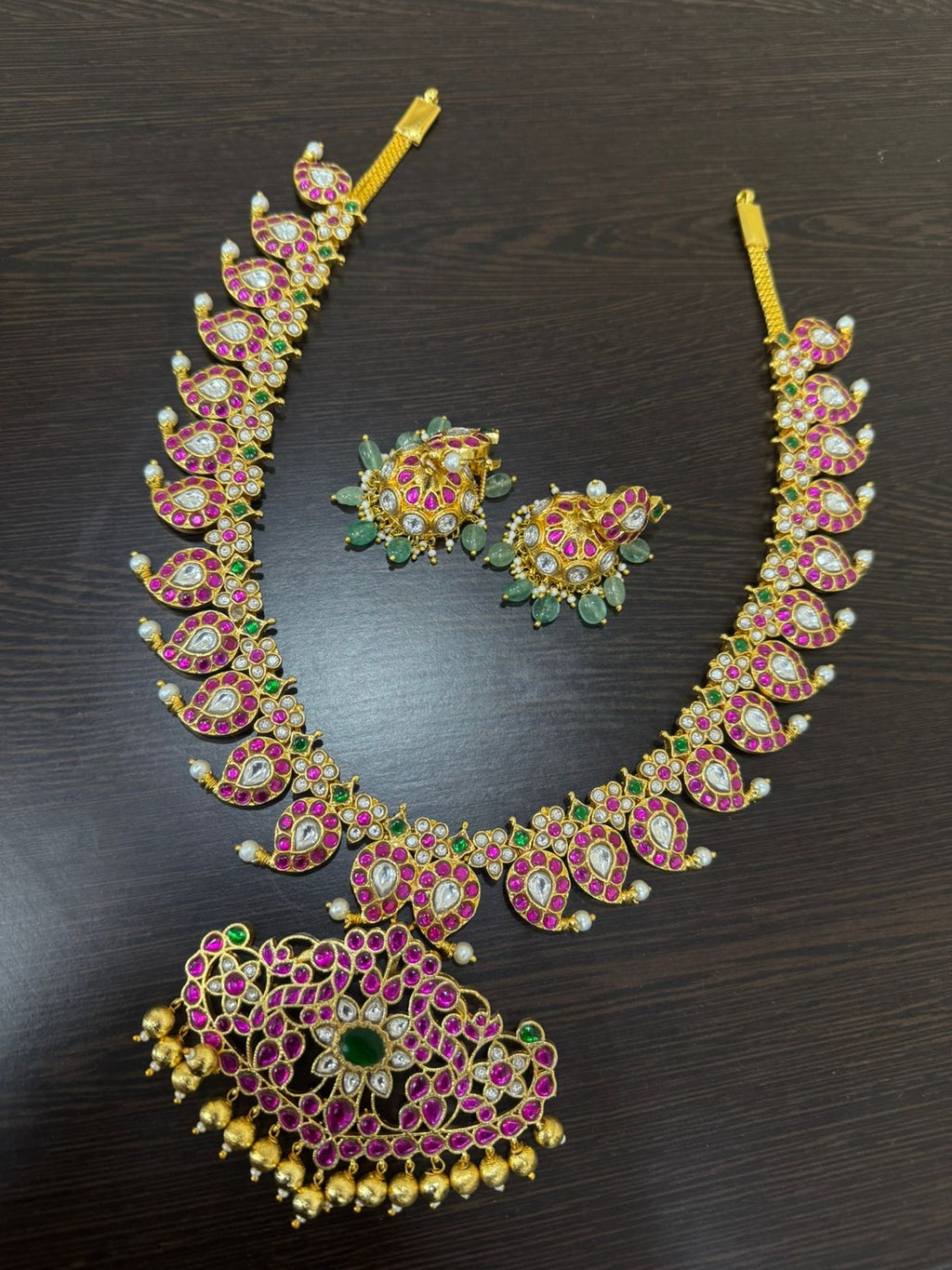 Jadau Kundan Mango Design Haram with Earrings
