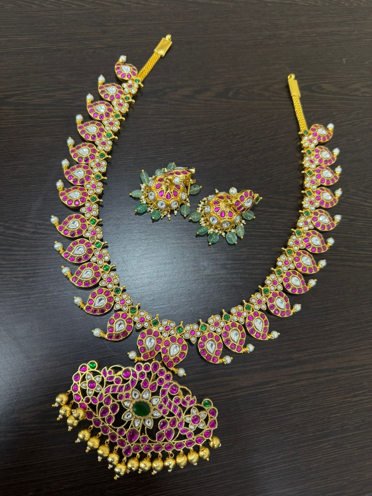Jadau Kundan Mango Design Haram with Earrings