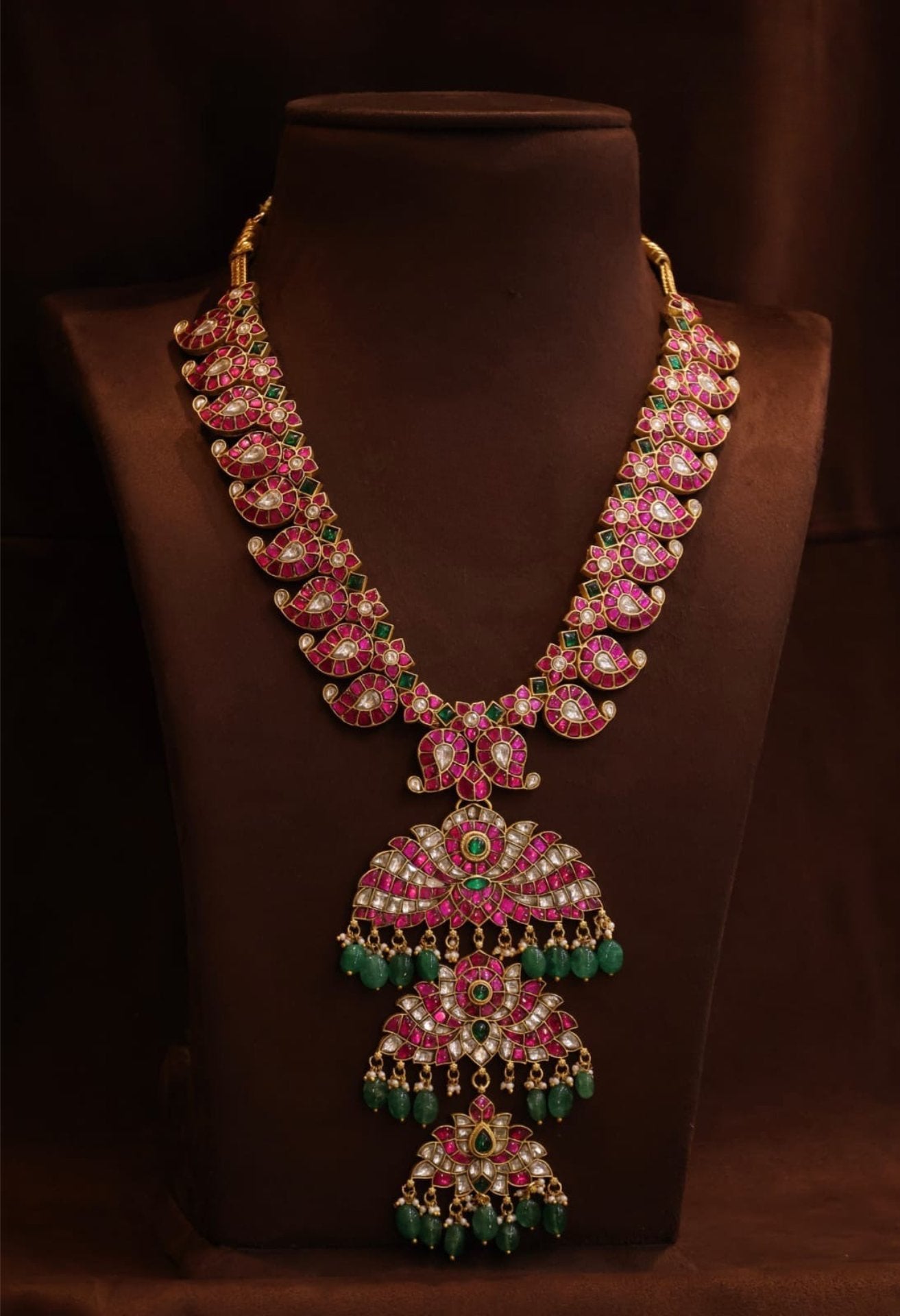 Mango Design Jadau Kundan Long Detachable Pendant Set .