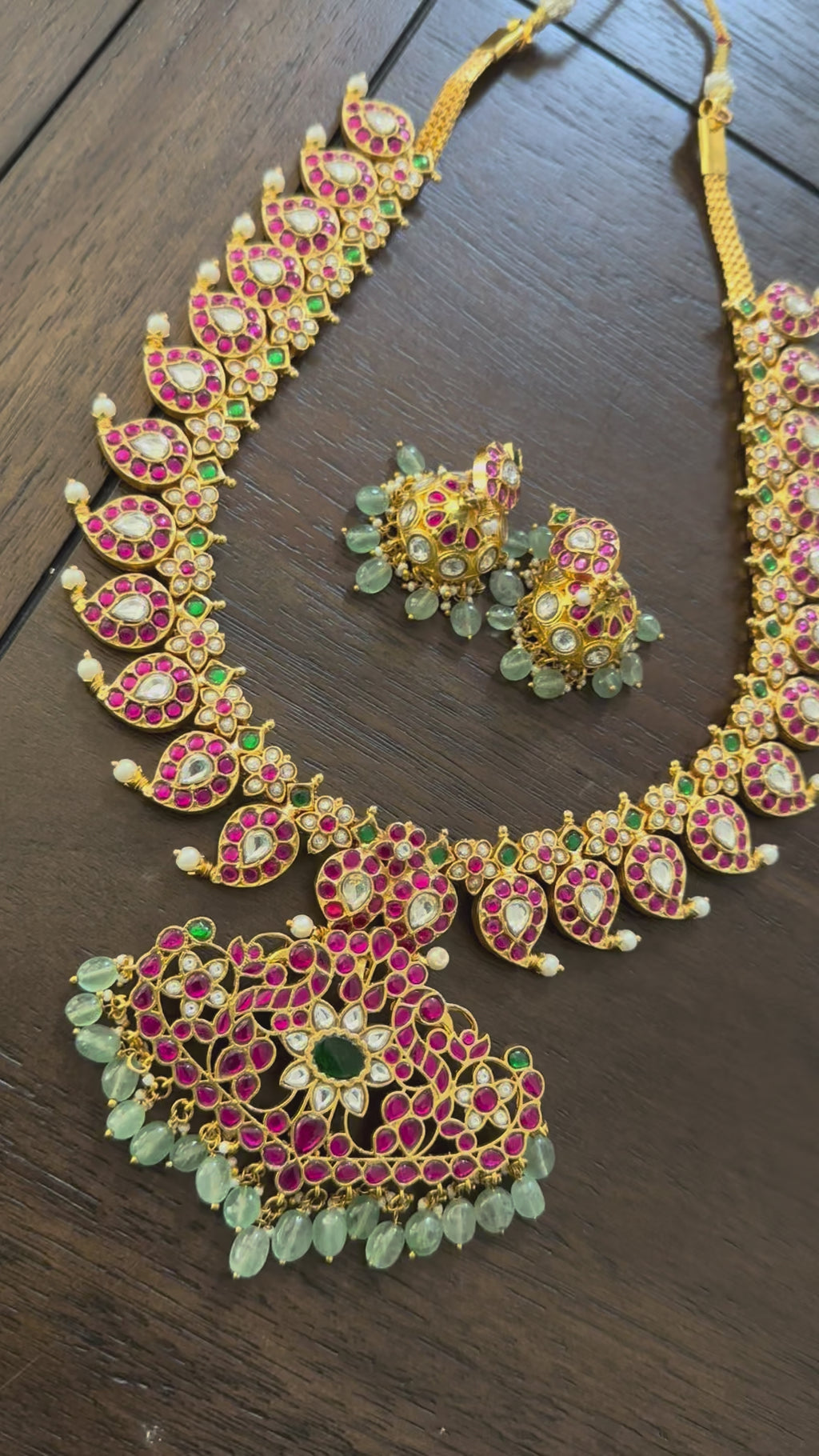 Jadau Kundan Mango Design Haram with Earrings