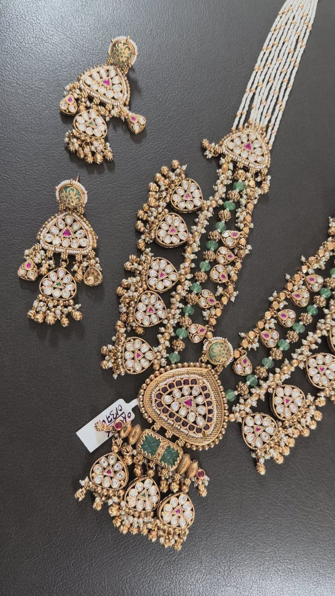 Rani Haar Rajwadi Design Pearl Mala With Earrings.